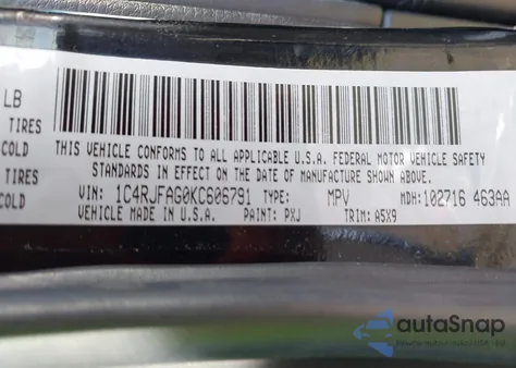 2019 Jeep Grand Cherokee Laredo 4X4 из США, поврежденный, VIN 1C4RJFAG0KC606791